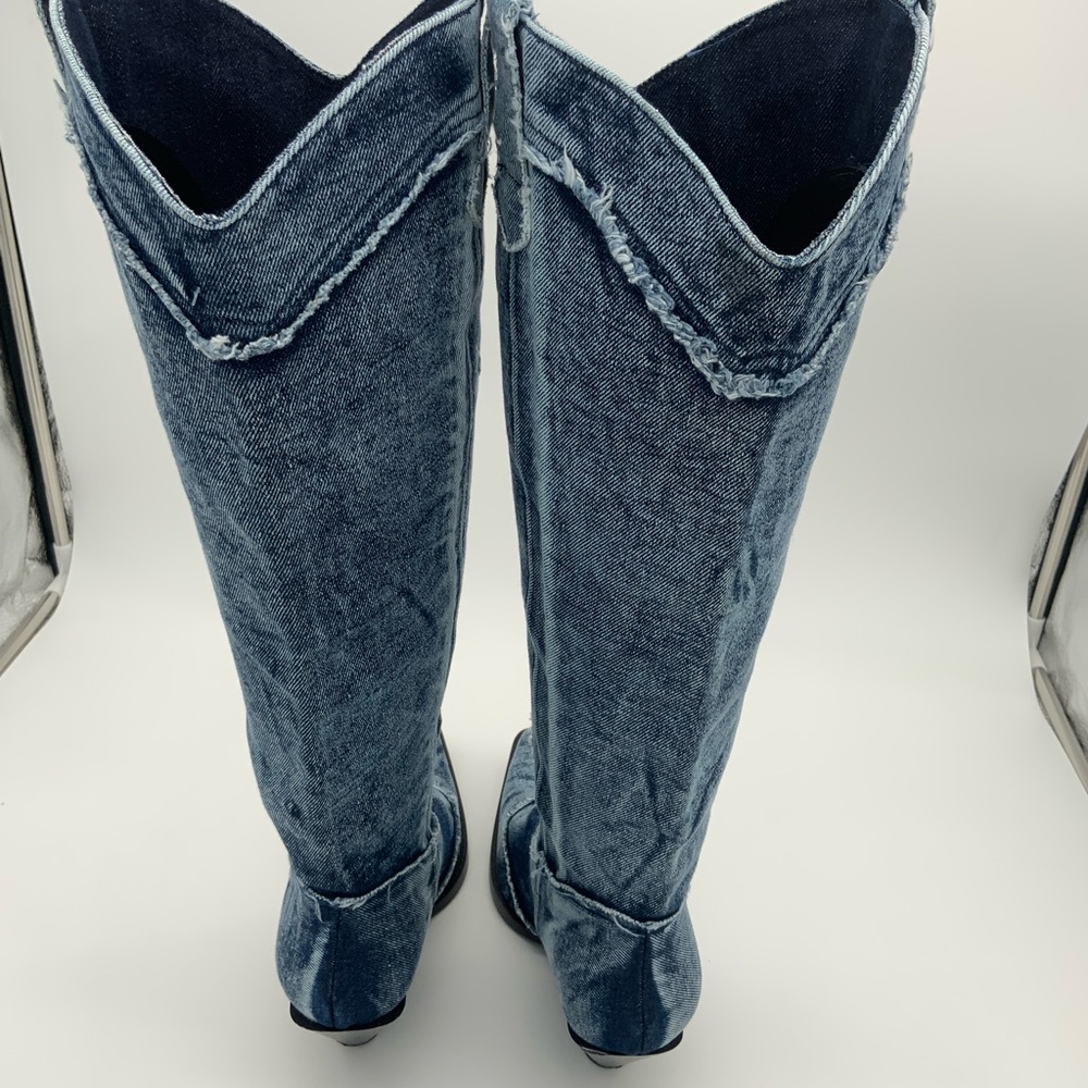 Zara Denim Cowboy Boots Size 41 - Picture 8 of 16